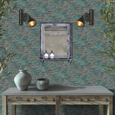 Turquoise and Gray Wood Look Peel and Stick Wallpaper for Wall Decoration